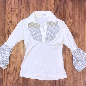Anne Fontaine White and Gray Blouse